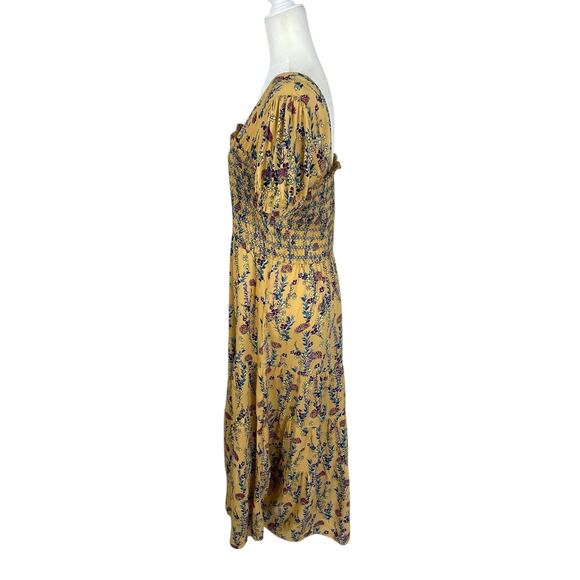 The Pyramid Collection Smocked Floral Midi Dress Large Cottage Whimsy Ethereal - Picture 4 of 9